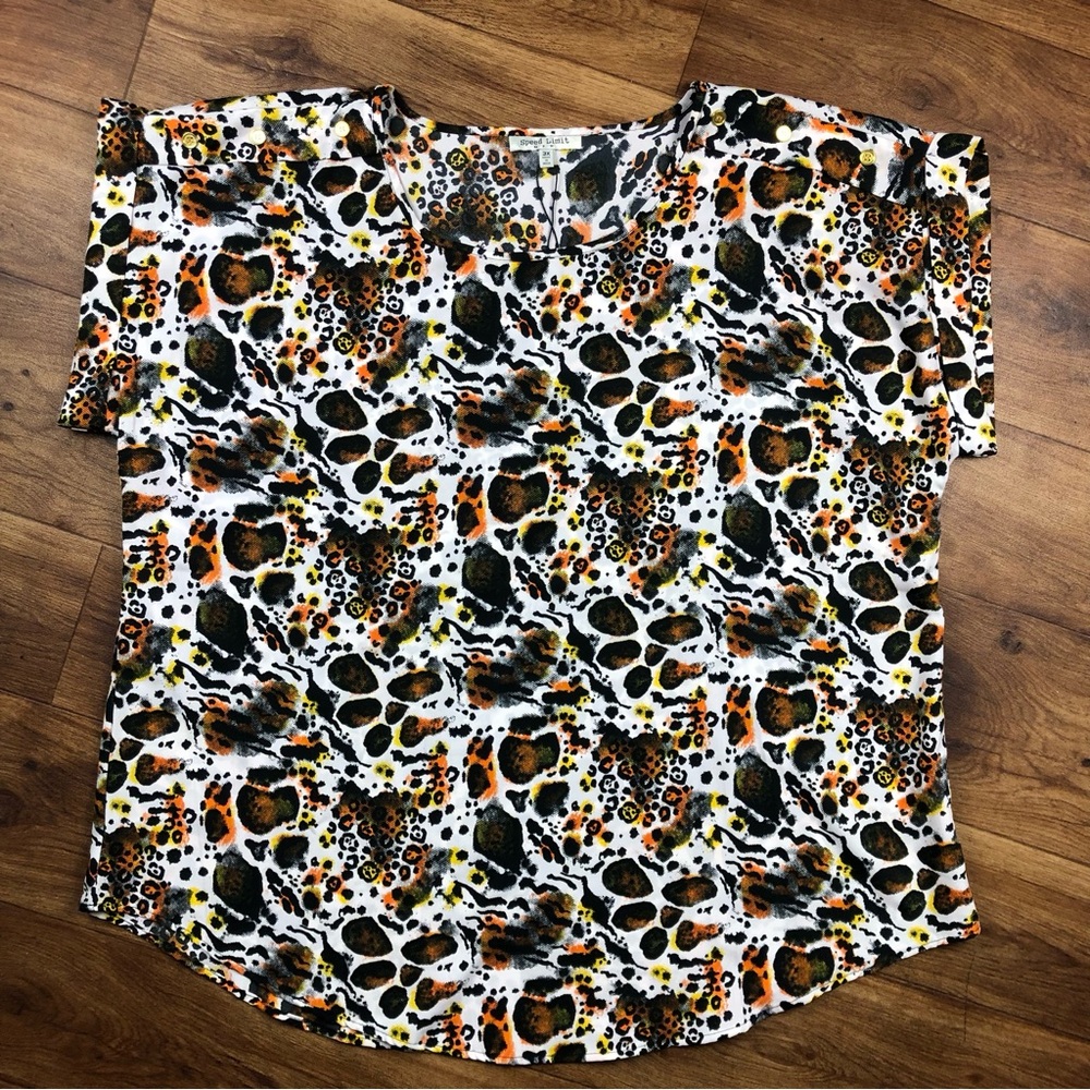 Speed Limit MPH Animal Print Short Sleeve Top